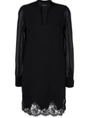 ERMANNO ERMANNO LONG SLEEVE LACE-TRIM DRESS