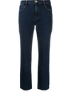Frame Cropped Mini Boot Trousers In Blue