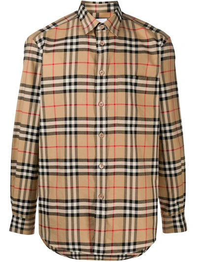 Burberry Vintage Check Buttoned Shirt In 棕色