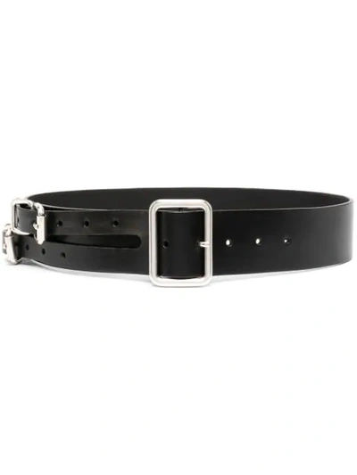 Andrea Ya'aqov Square Buckle Leather Belt In Black