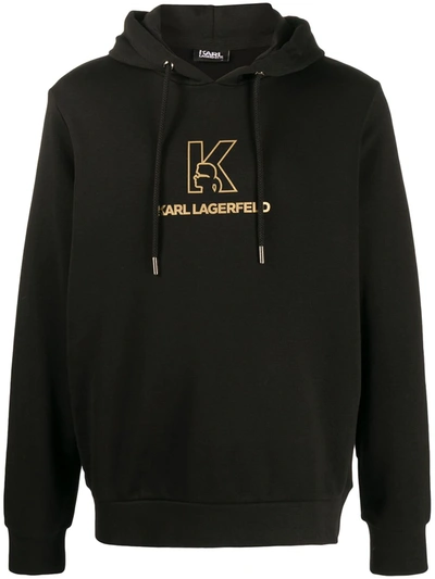 Karl Lagerfeld K-print Hooded Sweatshirt In 黑色