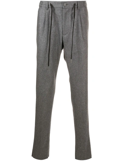 Tagliatore Drawstring Fastening Wool Trousers In Grey