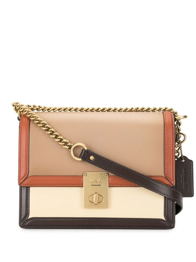 Coach Hutton Colour-block Crossbody Bag In Brown