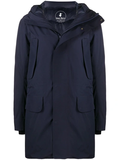 Save The Duck Padded Lining Hooded Coat In Blue