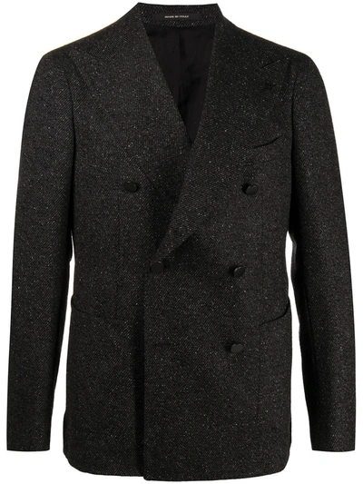 Tagliatore Speckled Double-knit Blazer In Black