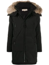 MICHAEL MICHAEL KORS FAUX-FUR TRIMMED HOOD COAT