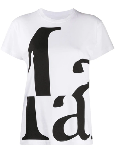 Maison Margiela Logo Print Cotton Jersey T-shirt In White,black