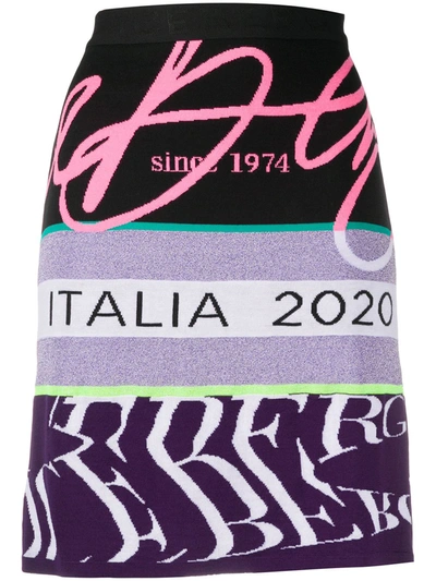 Iceberg Panelled Intarsia Knit Skirt In Purple