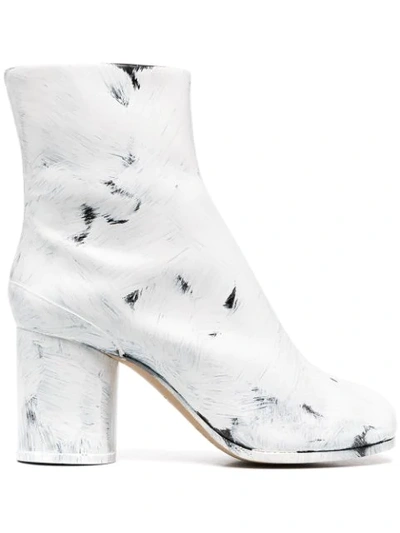 Maison Margiela Tabi Painted Calfskin Ankle Boots In White