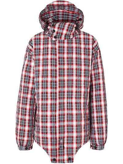 Burberry Diamond Quilted Cut-out Hem Parka In Red,white,black