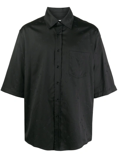 Marine Serre Oversized Short Sleeved Satin Shirt In Black