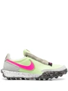 Nike Waffle Racer Crater Leather And Suede-trimmed Shell Sneakers In Barely Volt/pink Blast/black Poison