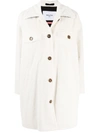 Paltò Corduroy Button-down Coat In White