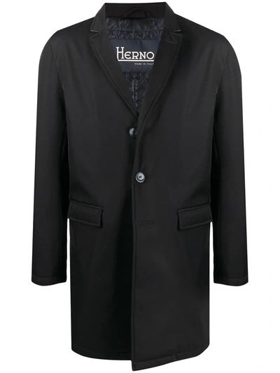 Herno Single-breasted Coat In Blue