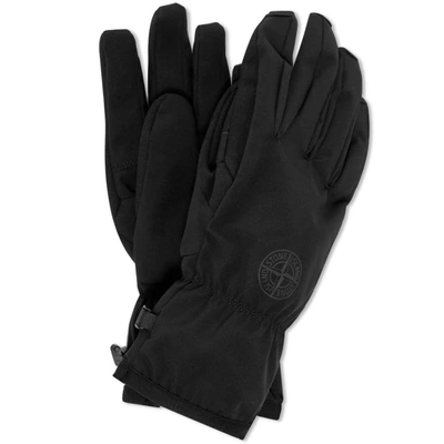 Stone Island Compass Logo-print Soft Shell-r Gloves In Black