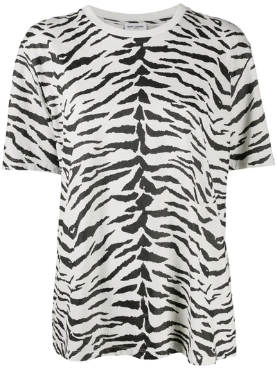 Saint Laurent Zebra-print T-shirt In White