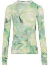 FENTY LONG SLEEVE TOP WITH GREEN ROSE PRINT
