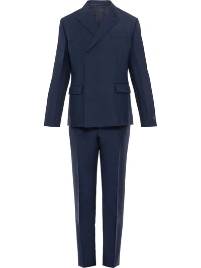 Prada Double-breasted Suit In Blue