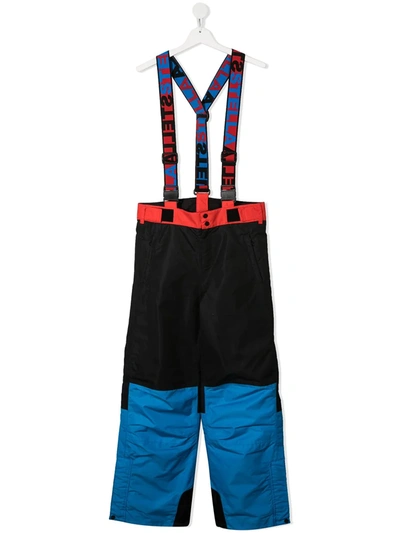 Stella Mccartney Teen Colour-block Ski Salopettes In Black