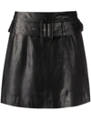 ARMA BELTED LEATHER MINI SKIRT