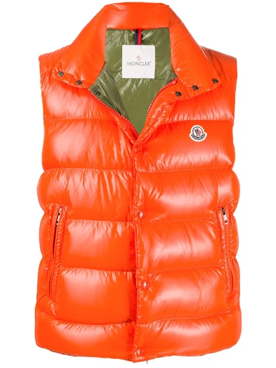 Moncler Tib Quilted Gilet In Orange