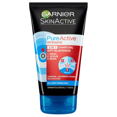 Garnier Pure Active 3in1 Charcoal Blackhead Mask Wash Scrub 150ml