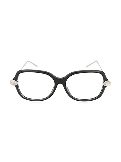 Boucheron Faux Crystal-accent 54mm Square Optical Glasses In Black Silver