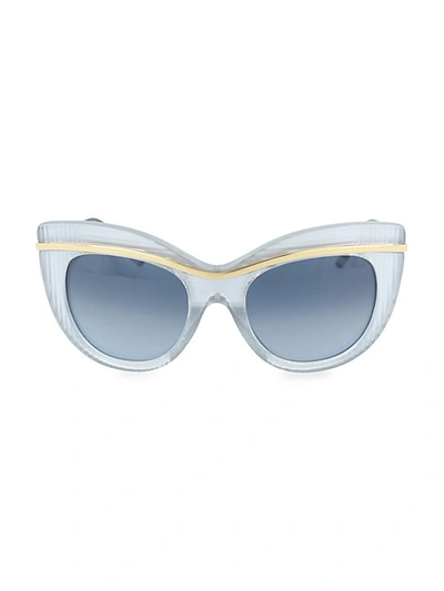 Boucheron 52mm Cat Eye Novelty Sunglasses In Crystal Gold Blue