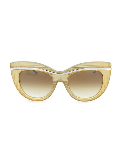 Boucheron 52mm Novelty Cat Eye Sunglasses In Crystal Silver Brown