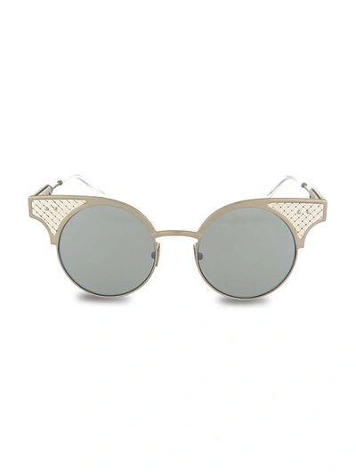 Bottega Veneta 49mm Round Eye Sunglasses In Silver