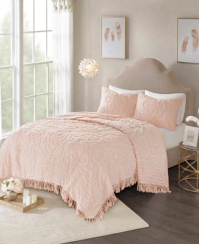 Madison Park Laetitia Medallion Fringe 3-pc. Quilt Set, King/california King In Blush