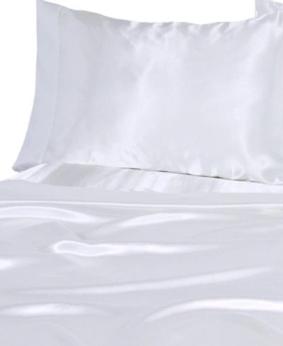 Elite Home Luxurious Satin Queen Sheet Sets Bedding In White