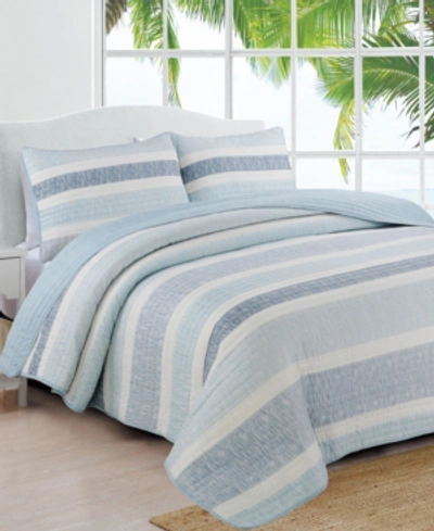 American Home Fashion Estate Delray 3 Piece Quilt Set King In Blue
