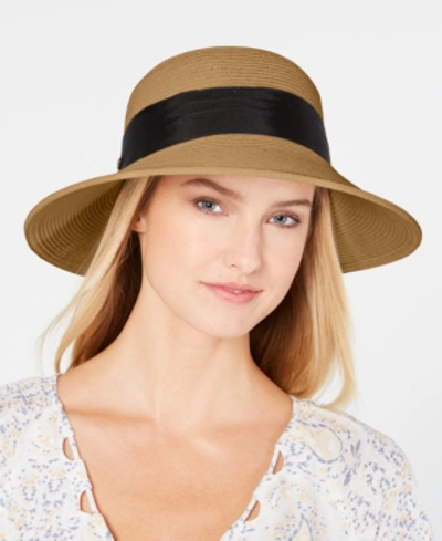 Dorfman Pacific Scala Grosgrain Ribbon Cloche In Tea