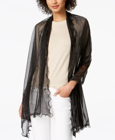 Inc International Concepts Ruffle-edge Metallic Evening Wrap, Created For Macy's In Black