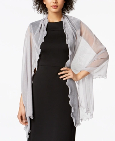 Inc International Concepts Ruffle-edge Metallic Evening Wrap, Created For Macy's In Silver