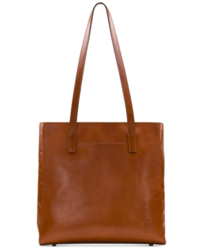 Patricia Nash Viana Leather North South Tote In Tan/gold