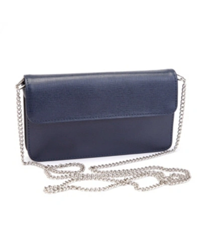Emporium Leather Co Royce Chic Rfid Blocking Women's Wristlet Convertible Cross Body Bag In Genuine Leather In Blue
