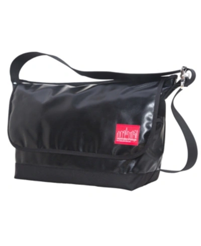 Manhattan Portage Large Vinyl Vintage Version 2 Messenger Bag In Black