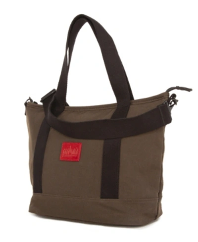 Manhattan Portage Small Waxed Nylon Ergo Tote In Dark Brown