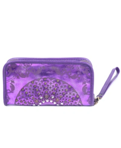 Old Trend Mola Leather Clutch In Violet
