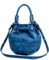 Old Trend Women's Genuine Leather Pumpkin Bucket Bag In Navy