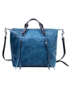 Old Trend Mossy Creek Leather Tote Bag In Navy