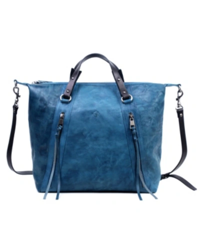 Old Trend Mossy Creek Leather Tote Bag In Navy