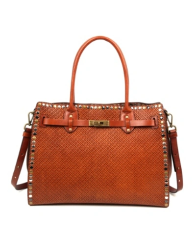 Old Trend Westland Leather Satchel Bag In Camel