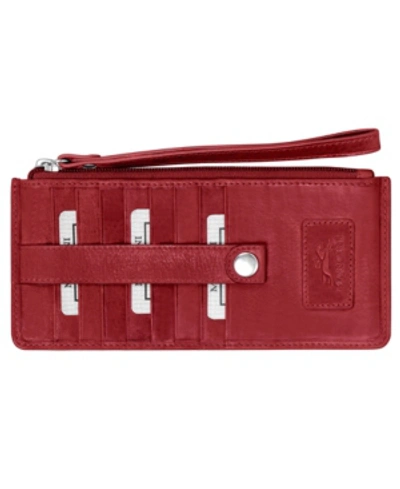 Mancini Casablanca Collection Rfid Secure Ladies Wristlet In Red