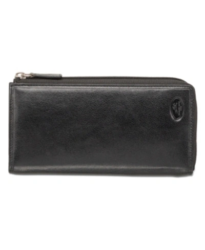 Mancini Equestrian-2 Collection Rfid Secure Large Trifold Wallet In Black