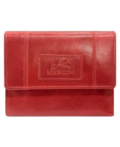Mancini Casablanca Collection Rfid Secure Ladies Small Clutch Wallet In Red