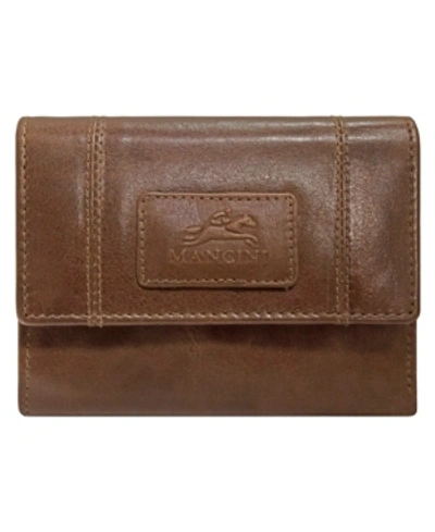 Mancini Casablanca Collection Rfid Secure Ladies Small Clutch Wallet In Brown
