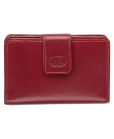 Mancini Equestrian-2 Collection Rfid Secure Medium Clutch Wallet In Red
